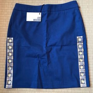 Love Moschino blue skirt with jeweled sides